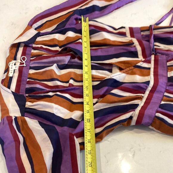 XIRENA Tilda Silk Cotton Blend Multi-Color Striped Long Sleeve Wrap Dress XS - Picture 11 of 12